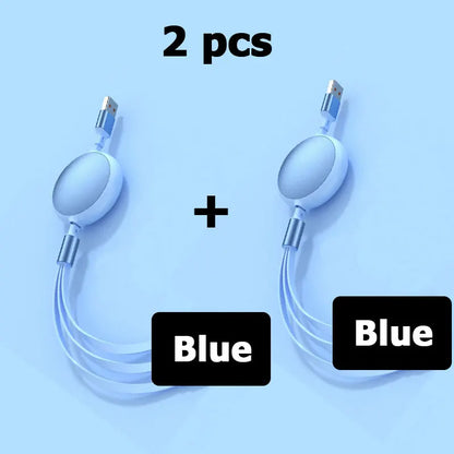 Cavo Retrattile 3 In 1 USB C Lightning Micro USB Ricarica Rapida 100 W 6 A 1,2 m Flessibile