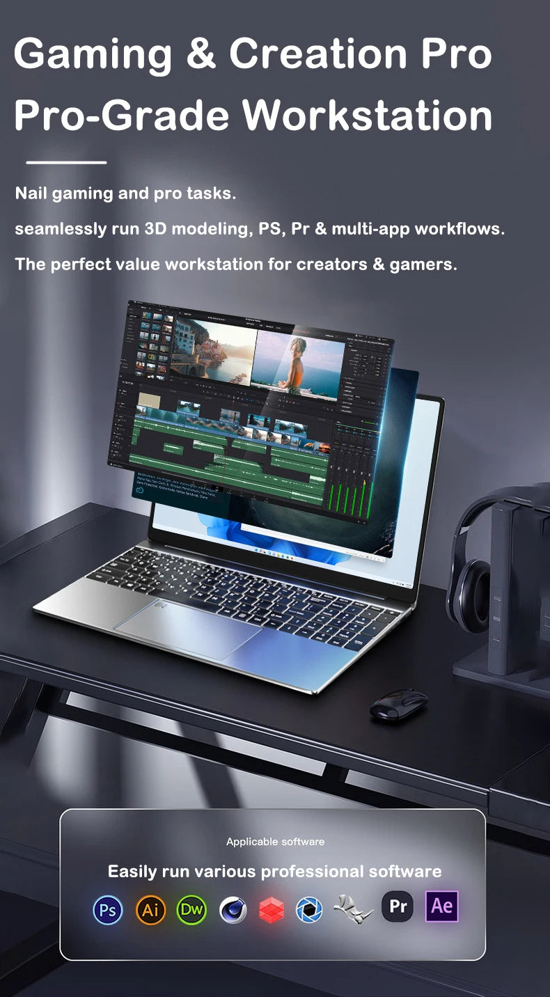 LENO NUOVO Laptop da 15.6 pollici Intel Core i9-9900 32GB 2TB Windows 11 Computer da gioco PC Gamer per ufficio Notebook ultra sottile 1920*1080 HD