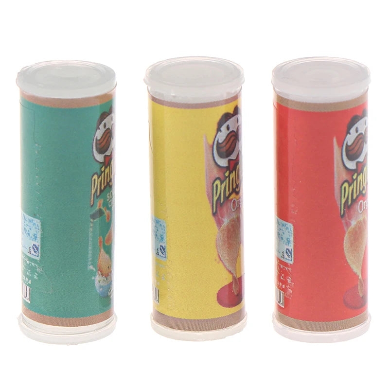 Set Tre Pezzi Patatine In Bottiglia Miniatura Scala Uno Dodici Per Casa Delle Bambole Cibo Giocattolo