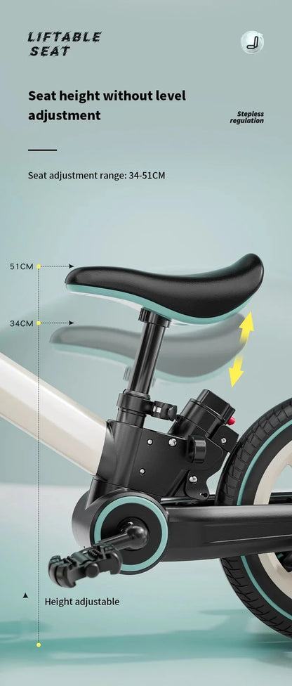 Bicicletta Per Bambini Pieghevole 2 In 1 Con Pedali Età Da 1 A 6 Anni Telaio In Alluminio