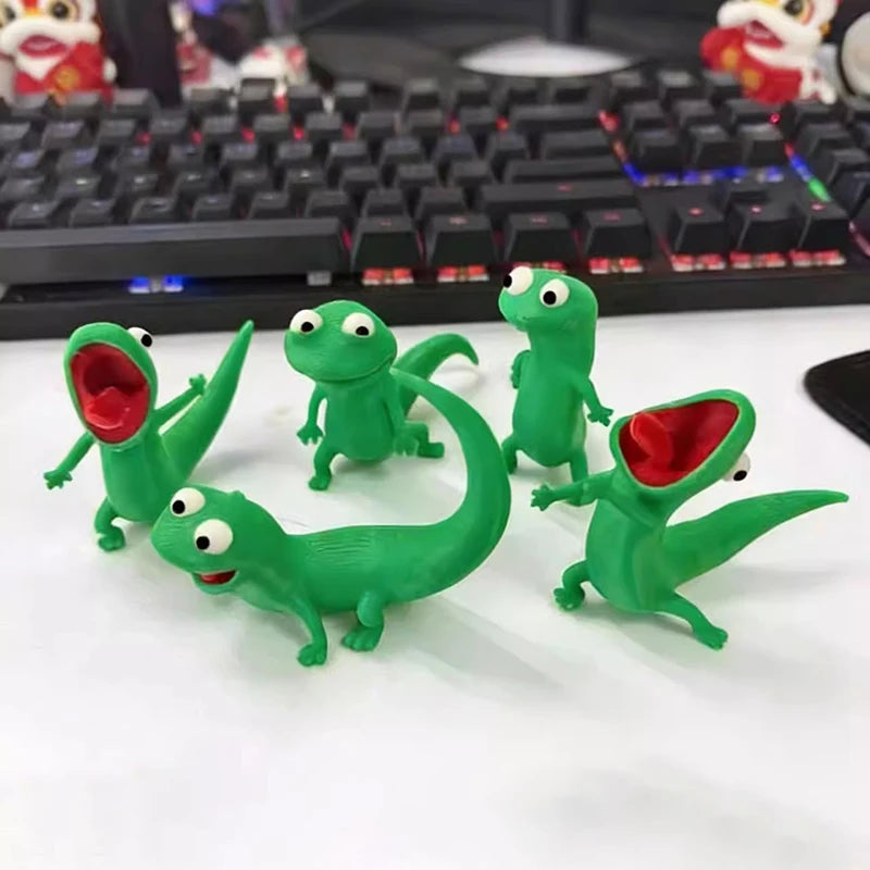 Portachiavi Acrilico 3D Verde Lucertola, Ciondolo Da Borsa E Decorazione Scrivania Cartone Animato