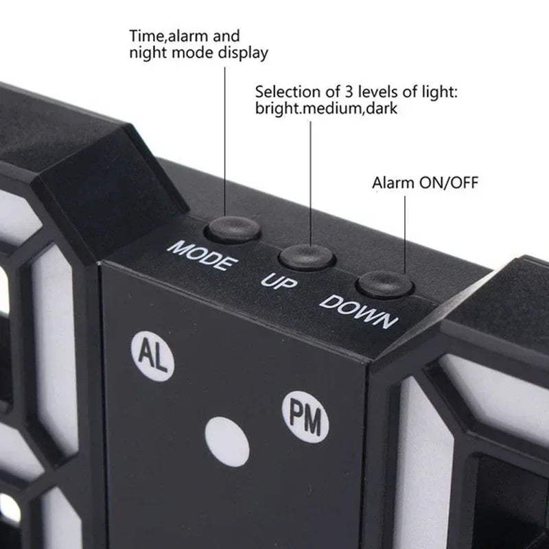 Orologio Digitale Led 3D Da Parete Con Modalità Notte Decorazione Elegante Per Camera Da Letto