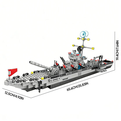 1560pcs 6 IN 1 Military Navy Ship set Building Blocks War Army Boat modello di aereo giocattoli per ragazzi mattoni giocattoli regali di natale