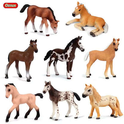 Oenux Farm House Modello Action Figures Agricoltore Moto Mucca Gallina Maiale Animali Set Figurine in miniatura PVC Simpatico giocattolo educativo per bambini
