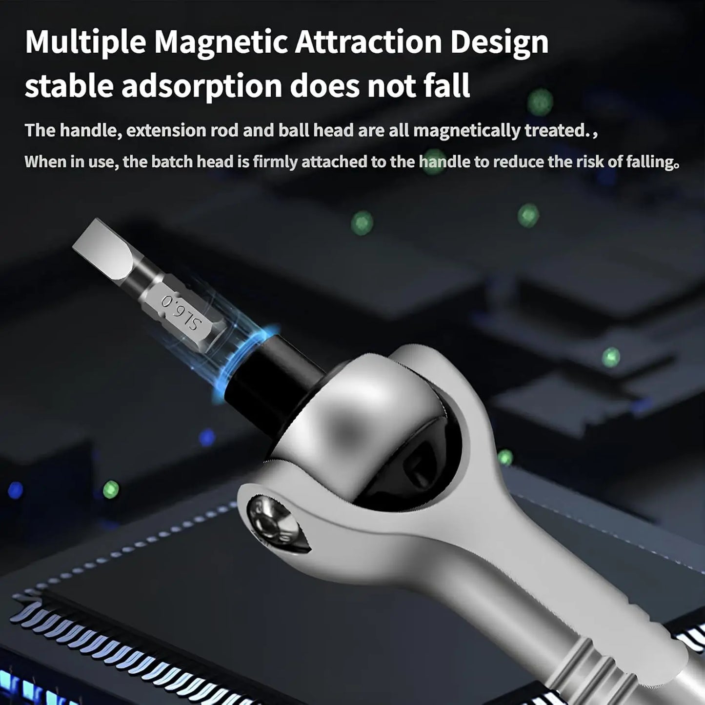 Set Cacciaviti Cricchetto Magnetici 40 in 1 con Manico Rimovibile Testa a 180 Gradi per Riparazioni Elettroniche
