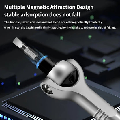 Set Cacciaviti Cricchetto Magnetici 40 in 1 con Manico Rimovibile Testa a 180 Gradi per Riparazioni Elettroniche
