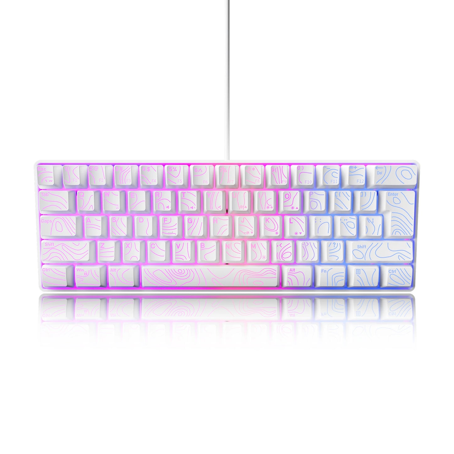 Tastiera Compatta Cablata 60 Percento Con Retroilluminazione Rgb Interruttori a Membrana Per Pc Tablet Laptop Bianco
