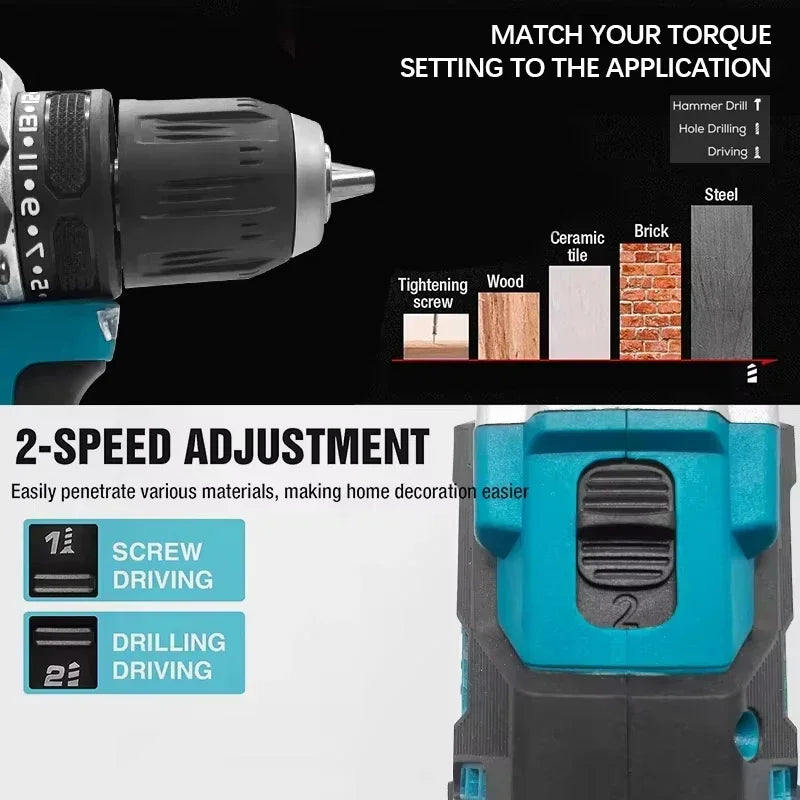 Makita Originale DDF487 Trapano avvitatore a batteria Cacciavite a percussione elettrico senza spazzole 18V Utensile elettrico ricaricabile