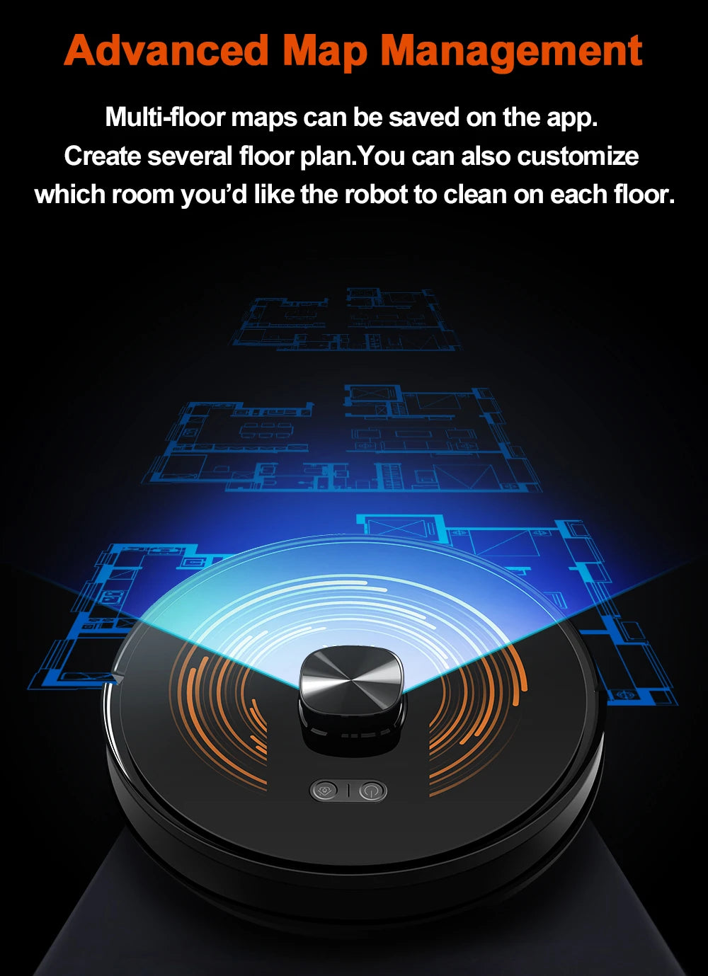 Robot Aspirapolvere Abir X9 Con Navigazione Laser, 6500 Pa, Mappa Multi Piano, Lampada UV e Controllo Zone