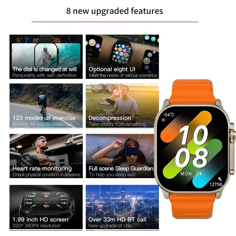 Nuovo Smartwatch da uomo 49mm Serie 8 2.3 "Schermo AMOLED Bussola NFC impermeabile per Apple Watch IWO Ultra 8 Smart Watch 2025 Android