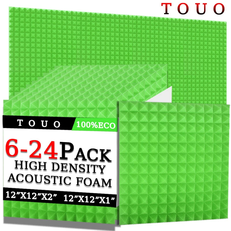 TOUO Schiuma Acustica 6/12/24 Pcs Isolamento Acustico Piramide Pannello Fonoassorbente Home Studio Trattamento Acustico Per La Camera Da Letto