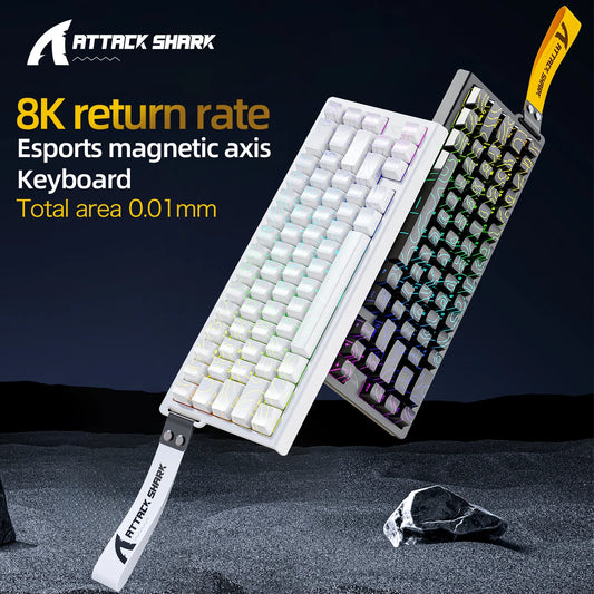 X68HE ATTACK SHARK Tastiera da gioco magnetica meccanica cablata per Pro Gaming Trigg rapido 0,01 mm 8000 Hz SOCD/Rs 0,125 ms 128 K Velocità