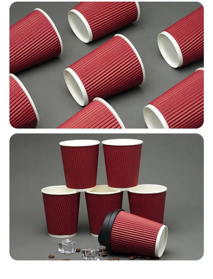 30 Tazze Da Caffè Monouso Da 8 Oz A Doppia Parete In Cartone Ondulato Con Coperchio