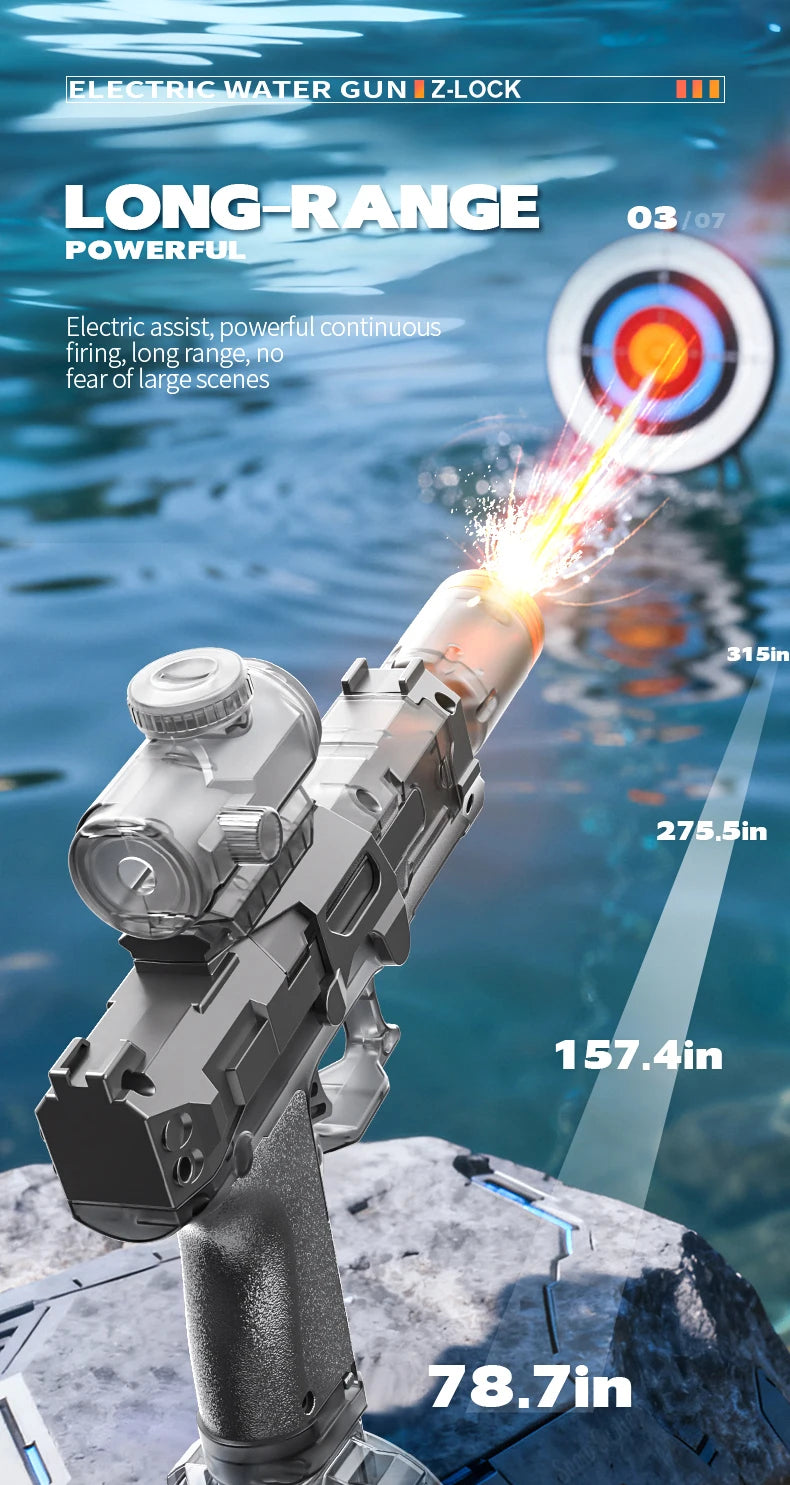 Pistola Ad Acqua Elettrica Con Sensore Automatico E Luci Giocattolo Estivo Per Bambini Sulla Spiaggia