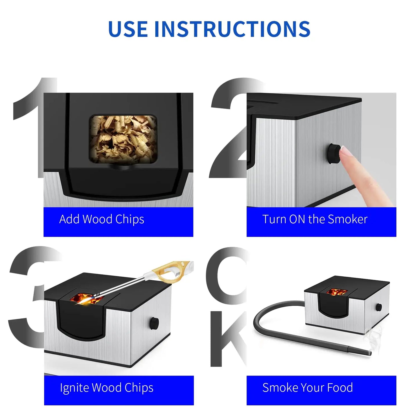 Fumatore Portatile Per Cocktail E Whisky Pistola Freddo Infusore Fumo Capacità 0,5 Litri Per Cucina Interni Ed Esterni