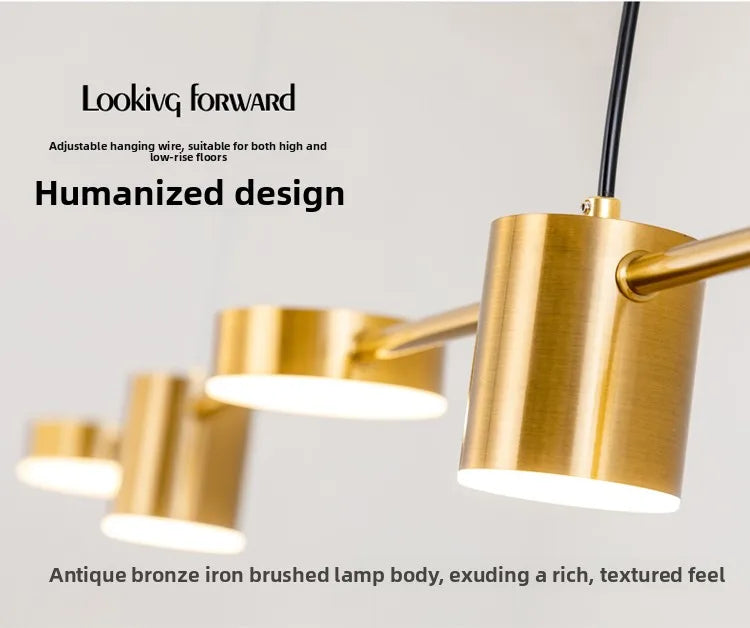 Lampada A Sospensione Postmoderna Tre Teste Per Ristorante In Ferro Nero E Oro Illuminazione Minimal Nordica Di Lusso