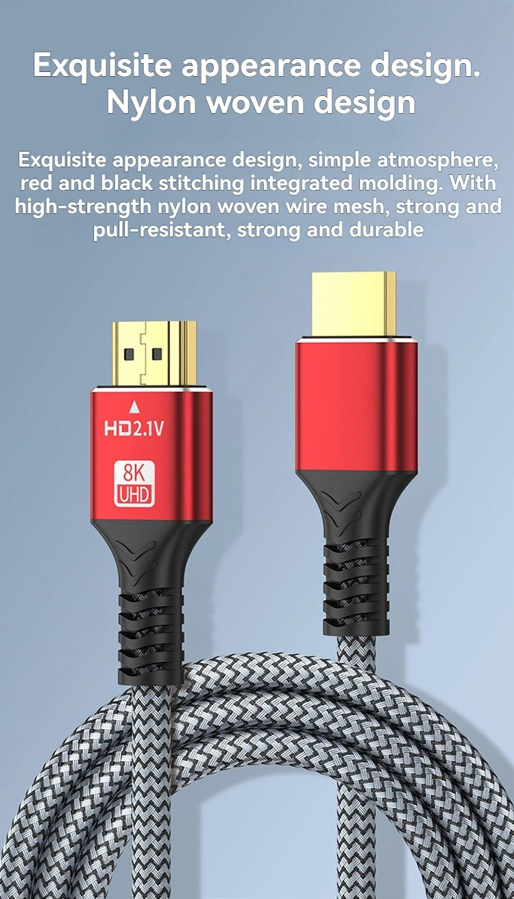 Uyellow 48Gbps Cavo compatibile HDMI 8K 60Hz 50cm 1m 2m 3m 5m Cavo 2.1 compatibile HDMI 4K 120Hz HDR Video con effetti 3D per PC HDTV