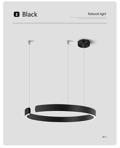 Lampada LED Circolare Sospesa Moderna Oro Rosa Bianco Nero Per Soggiorno E Sala Da Pranzo