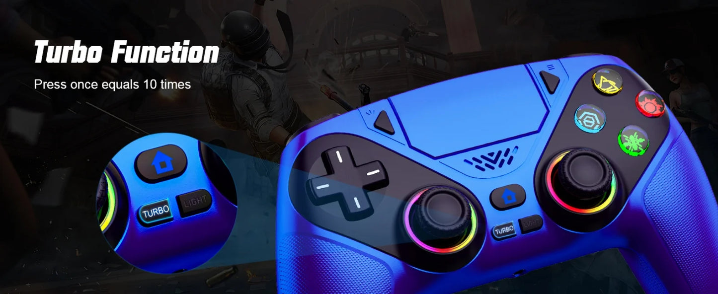 Controller per PS5 Pro/Slim/PC con RGB, Joystick Wireless per Giochi con Funzioni Marco/Turbo, Senza Drift, Effetto Hall, Tasti Posteriori Programmabili