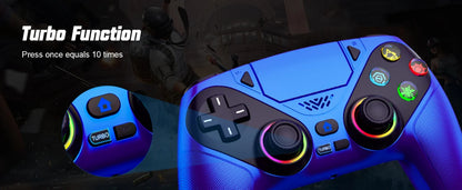 Controller per PS5 Pro/Slim/PC con RGB, Joystick Wireless per Giochi con Funzioni Marco/Turbo, Senza Drift, Effetto Hall, Tasti Posteriori Programmabili
