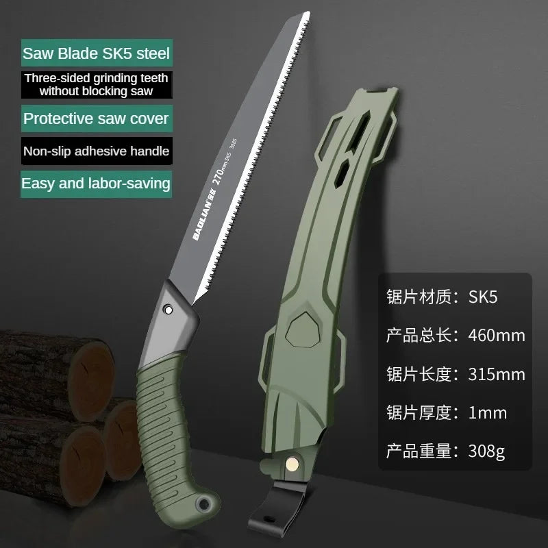 Sega Manuale Pieghevole Ergonomica Con Impugnatura Antiscivolo Per Taglio Di Rami E Legno All'aperto Campeggio