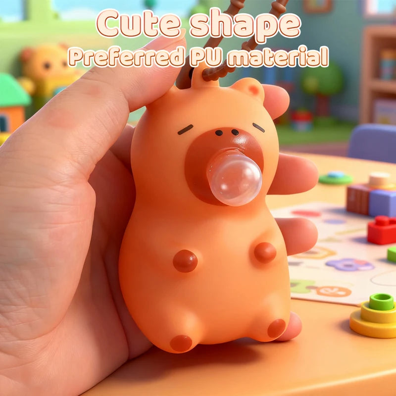 Portachiavi Squishy Capibara Ciondolo Borsa Auto Antistress Morbido Giocattolo Relax Per Decompressione Quotidiana