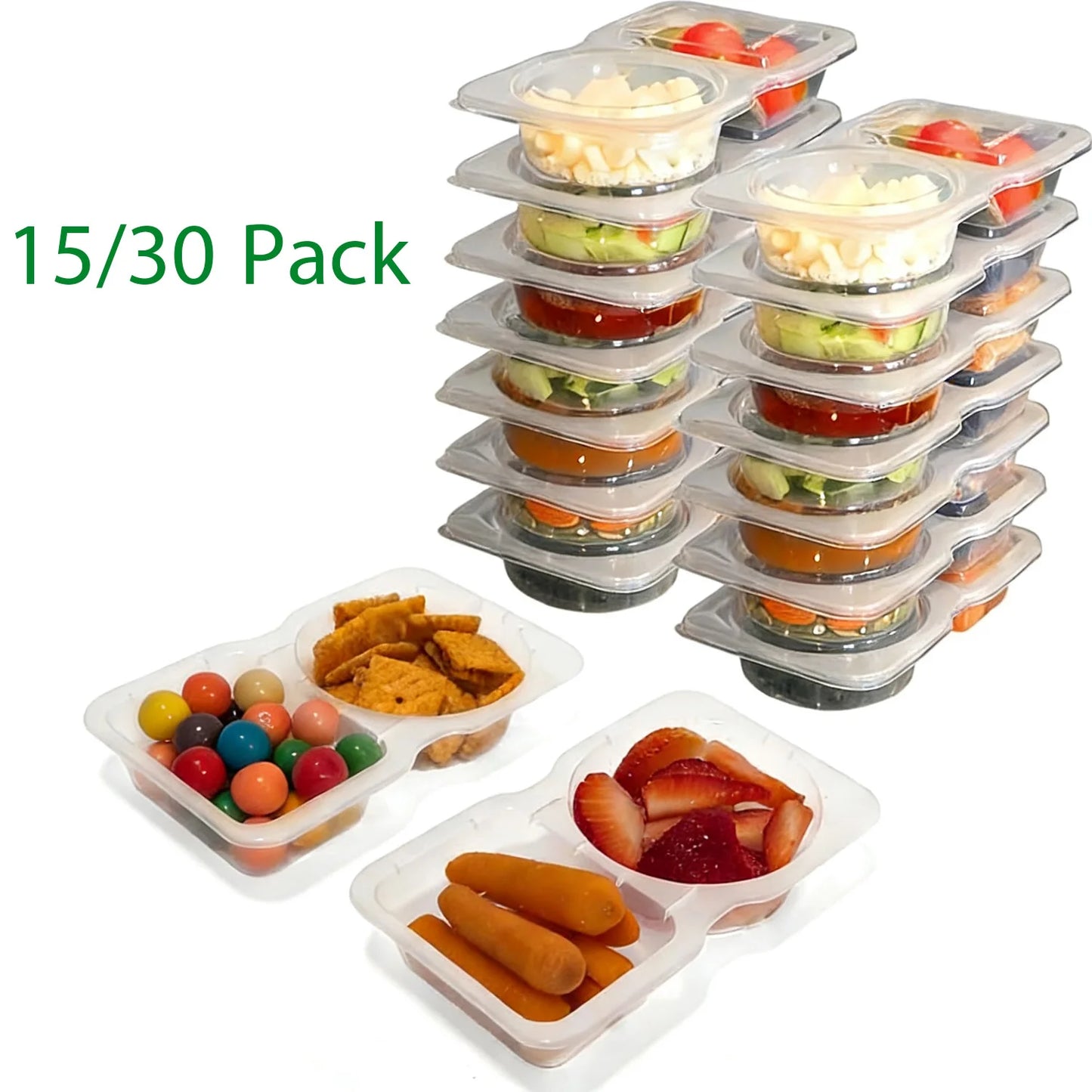 Contenitori Per Snack A Due Scomparti Riutilizzabili Con Coperchi E Forchette A Prova Di Perdite Per Bambini E Adulti