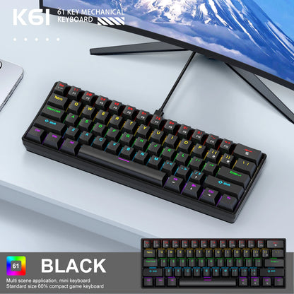 Tastiera Meccanica Portatile A 61 Tasti Cablata Con RGB Phantom Risposta Gaming Design Ergonomico Per Ufficio E Giochi