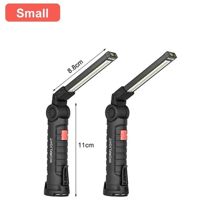 Lampada Da Lavoro Portatile Led Cob Ricaricabile Usb Con Gancio Magnetico E Power Bank