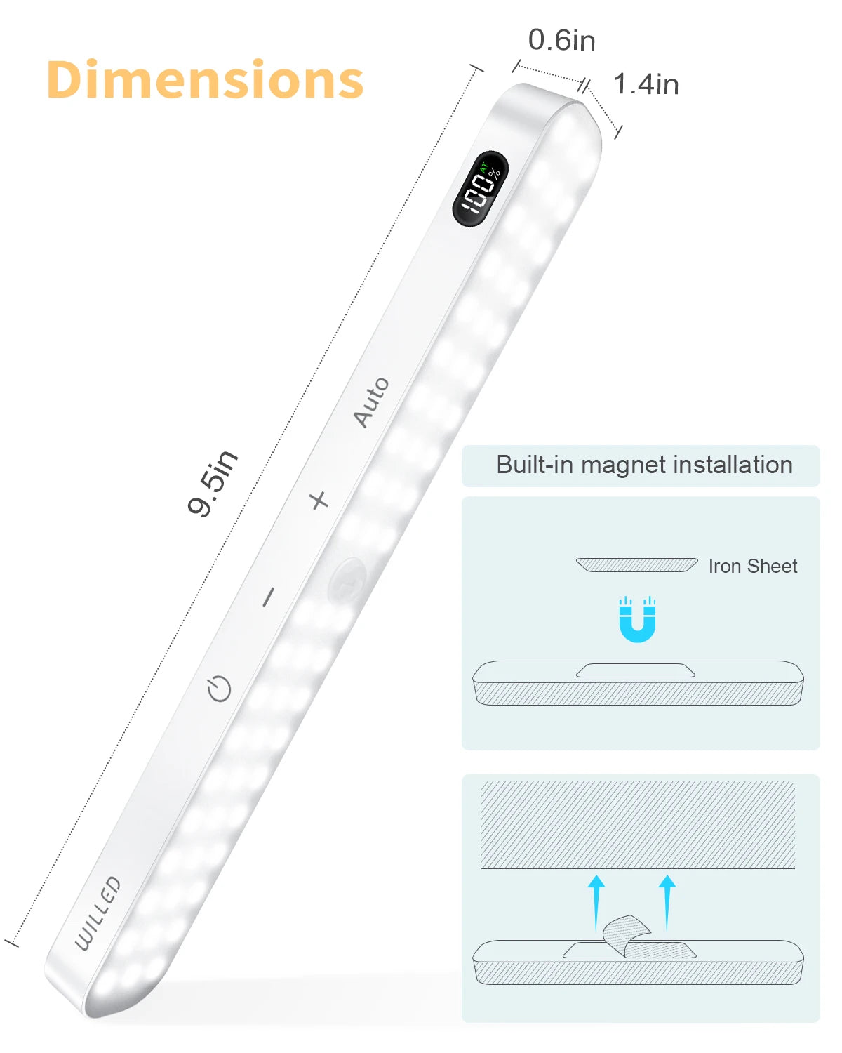 Lampada Da Armadio Con Sensore Di Movimento E Batteria Ricaricabile Barra Luminosa Touch Da 60 Led Per Luce Notturna