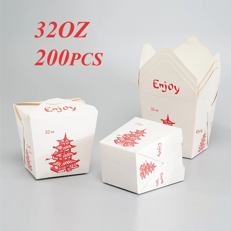 Secchi per alimenti da asporto da 32 OZ Scatola per alimenti per noodle Contenitori di carta premium perfetti per una varietà di feste di ristorazione di cibo caldo e freddo