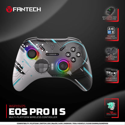 FANTECH WGP15V2 EOS PRO II Controller di gioco wireless Frequenza di polling 1000 Hz Gamepad con effetto Hall e trigger K-Silver per PC NS