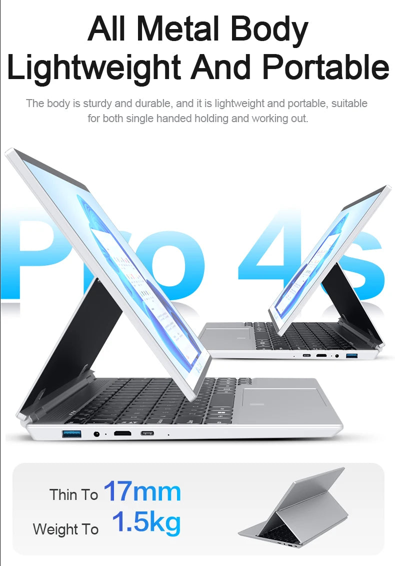 Laptop 14 Pollici Touch Screen 4 In 1 Con Windows 11 Celeron N95 16GB RAM Notebook Per Studenti