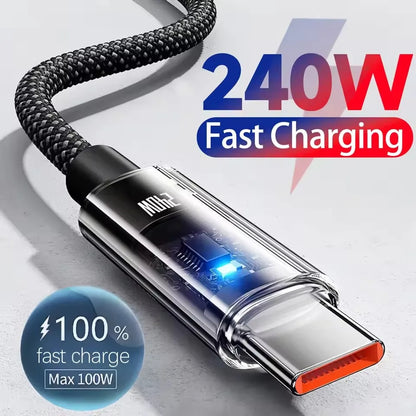 Cavo USB C in Nylon per Ricarica Rapida e Trasferimento Dati con LED Integrato e Durevole