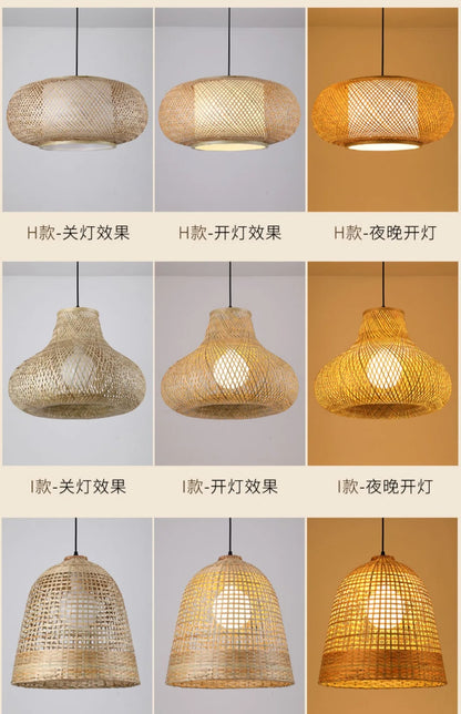 Lampada A Sospensione In Bambù E Rattan Intrecciato Lavorata A Mano Arredo Interni Caldo Per Sala Da Pranzo