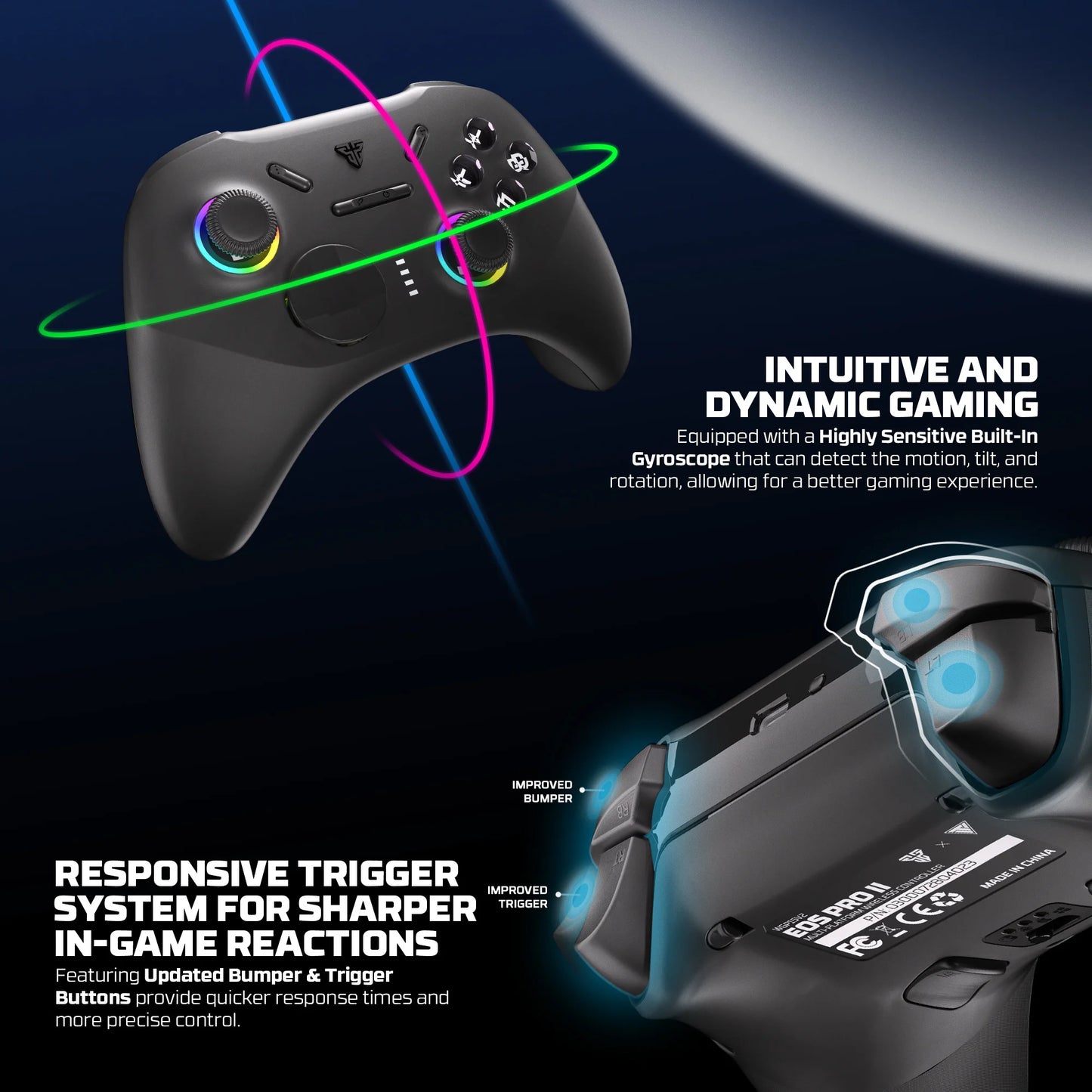 FANTECH WGP15V2 EOS PRO II Controller di gioco wireless Frequenza di polling 1000 Hz Gamepad con effetto Hall e trigger K-Silver per PC NS
