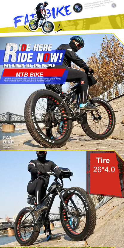 Fat Bike 26 Pollici Con Ammortizzatori Freni A Disco E Pneumatici Allargati Per Spiaggia Neve Fuoristrada