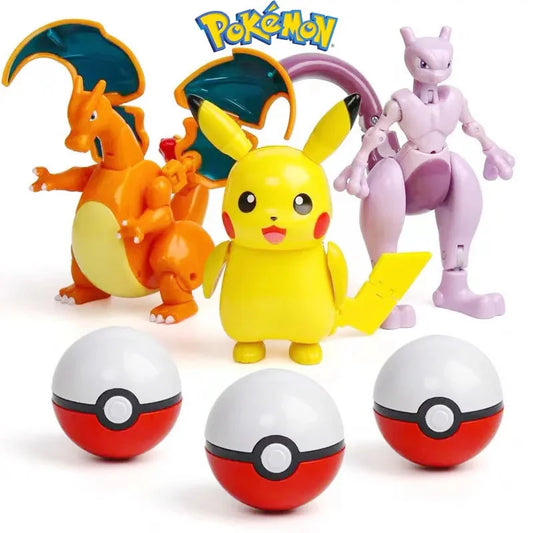 Pokemon Pokeball Figura Palla Pikachu Charizard Mewtwo Mew Eevee Gengar Lapras Blastoise Venusaur Gyarados Giocattolo Educativo Per Bambini