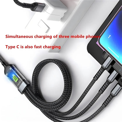 Cavo Di Ricarica 3 In 1 100W Veloce Nylon Treccia Universale USB C Micro Per Smartphone E Tablet
