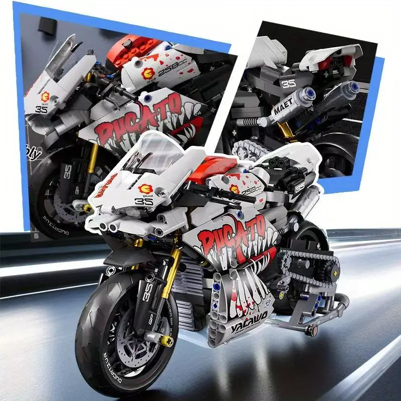 Set Blocchi Moto V4s Racing Con Supporto Esposizione Gioco STEM Per Adulti E Bambini Regalo Unisex