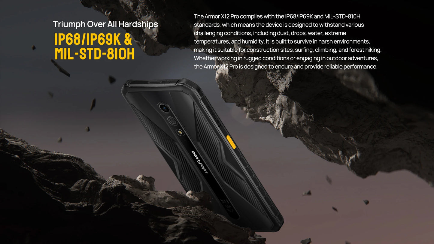Ulefone Armor X12 Pro,Android 13, fino a 8GB + 64GB ,4860mAh,13MP 5.45 "4G NFC, versione globale, doppio 4G VoLTE,3 Slot per schede