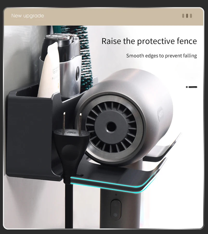 Porta Asciugacapelli A Parete Con Mensola In Plastica Per Bagno E Organizzazione Degli Accessori