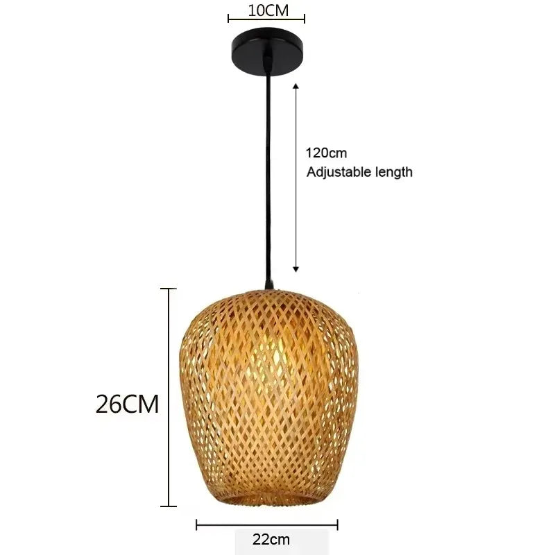 Lampada A Sospensione In Bambù E Rattan Intrecciato Lavorata A Mano Arredo Interni Caldo Per Sala Da Pranzo