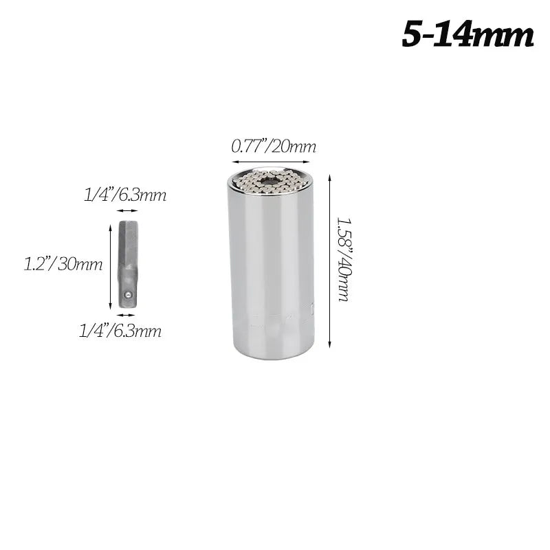 Onnfang 7-19/11-32mm chiave a cricchetto universale testa a bussola universale, chiave a bussola per uso domestico/chiave per utensili manuali