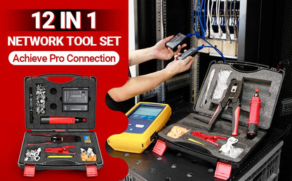 Kit Strumenti Rete 12 In 1 Per Cablaggio Ethernet Crimpatrice RJ45 RJ11 Tester Lan Riparazione Cavi