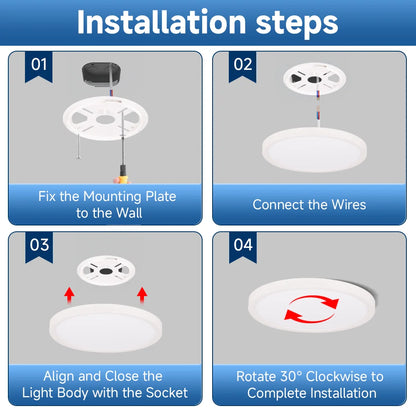 Plafoniera LED Ultra Sottile 2,2 Cm Impermeabile Con Venature Del Legno, 3 Colori Dimmerabili