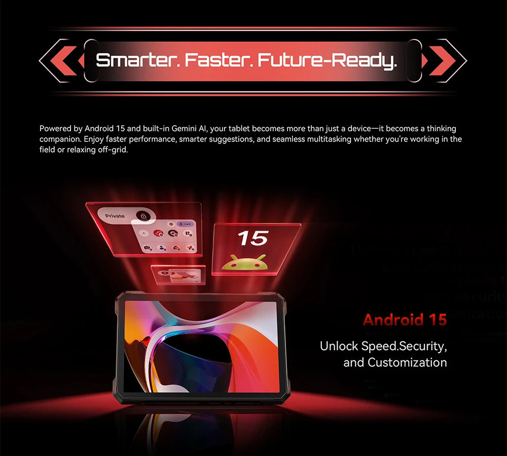 Tablet Android Cubot Tab Kingkong S 10,1 pollici, Batteria 15300 mAh, 6 Gb Ram, 256 Gb Storage, Fotocamera 48 Mp
