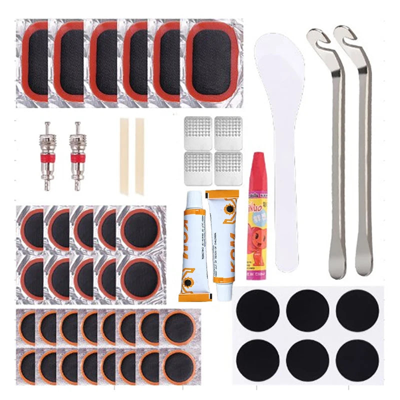 Kit di Riparazione Pneumatici per Bicicletta con Toppe, Colla e Leve per Riparazioni Veloci