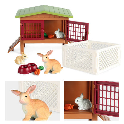 Oenux Farm House Modello Action Figures Agricoltore Moto Mucca Gallina Maiale Animali Set Figurine in miniatura PVC Simpatico giocattolo educativo per bambini