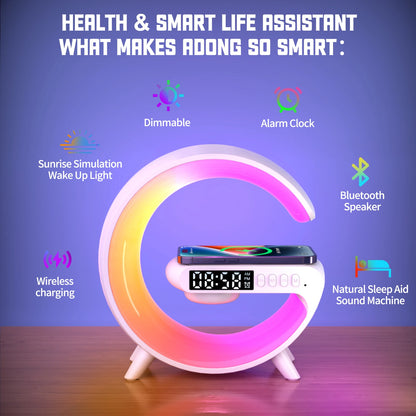 Lampada Da Tavolo Wake Up Smart Rgb Con Altoparlante Wireless 15W Ricaricabile Per Camera Da Letto
